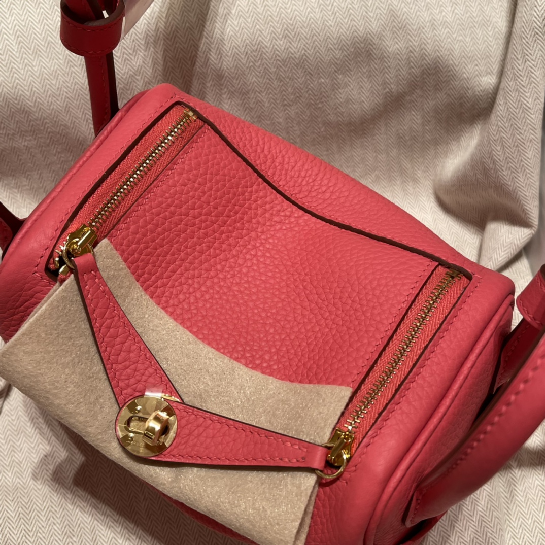 에르메스 미니 린디백 립스틱 금장 끌레망스 가죽